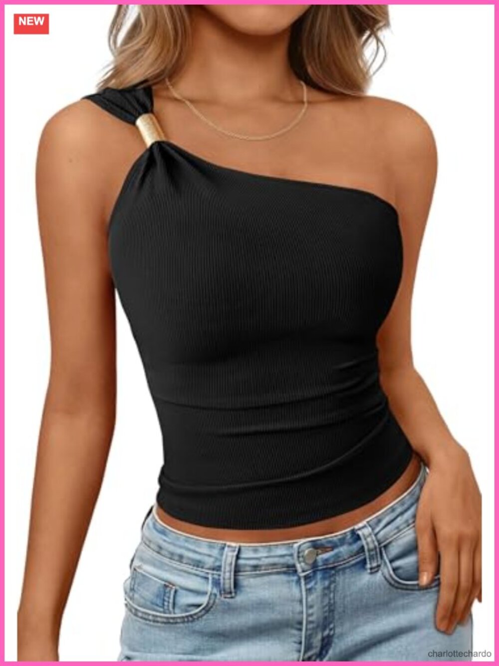Women's Asymmetrical One Shoulder Ribbed Tank Top